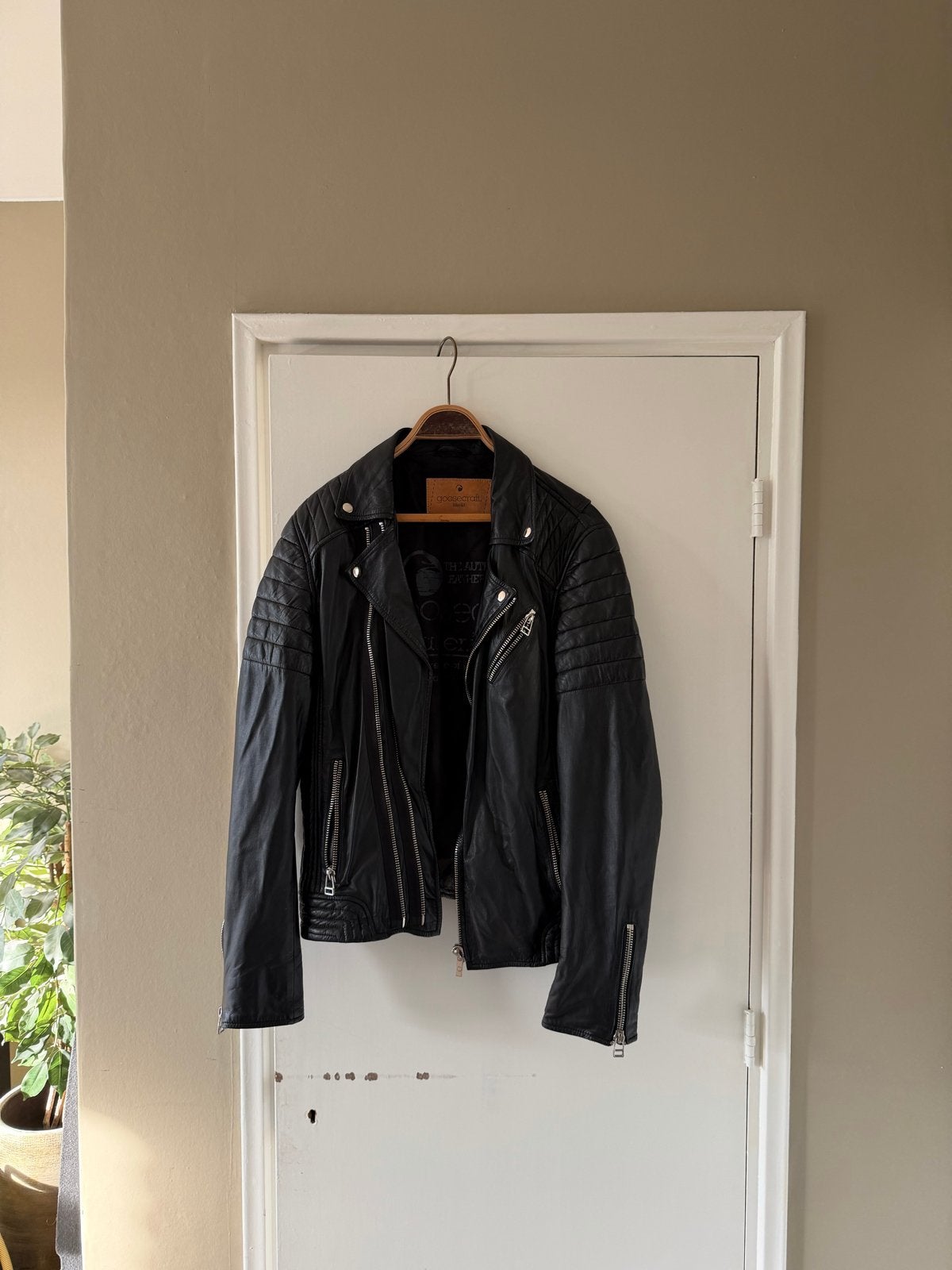 Goosecraft leren jack maat M - Biker model, Ophalen of Verzenden, Gedragen, Maat 48/50 (M), Zwart