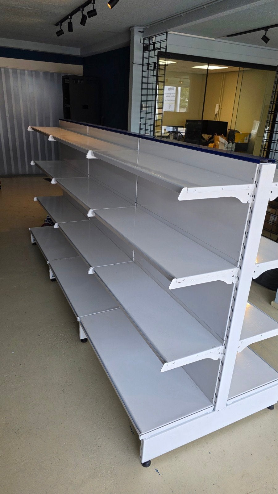 Winkelstelling met 3 schappen - Wit/Blauw, Ophalen, Gebruikt