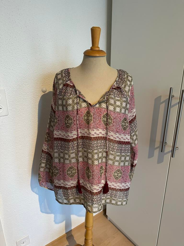 Oversized blouse met print - doorzichtig, Kleding | Dames, Blouses en Tunieken, Ophalen of Verzenden, Zo goed als nieuw, Maat 42/44 (L)