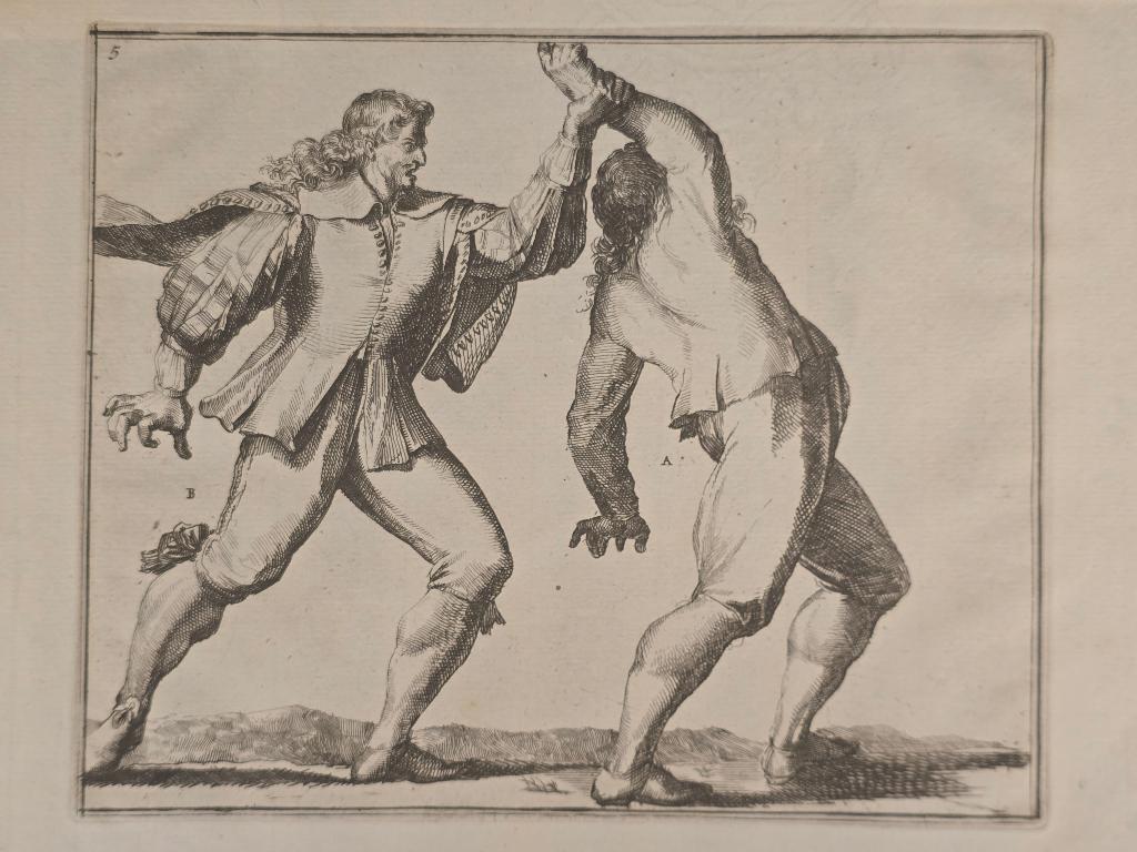 Twee worstelaars door Romeyn de Hooge (1674), Ophalen of Verzenden, Militair, Ets, 1600 - 1699
