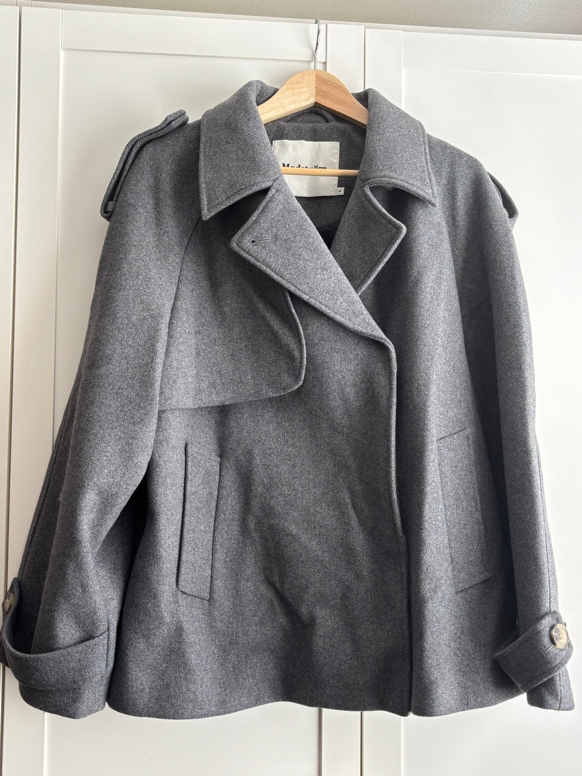 Modström jas dames wolmix grijs maat M, Kleding | Dames, Ophalen of Verzenden, Zo goed als nieuw, Maat 38/40 (M), Grijs