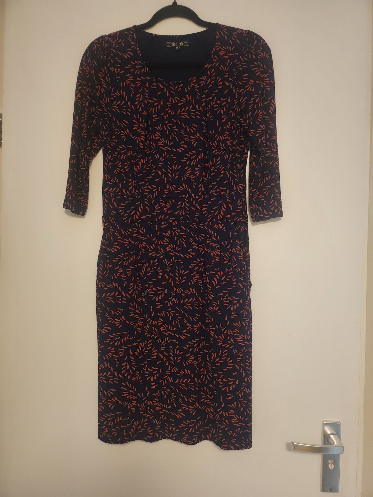 King Louie herfst jurk met bladeren maat M 38, Kleding | Dames, Maat 38/40 (M), Blauw, Ophalen of Verzenden, Zo goed als nieuw