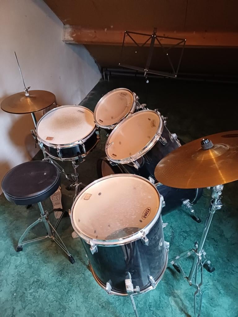 Tama Swingstar drumstel met bekkens en kruk, Muziek en Instrumenten, Ophalen of Verzenden, Gebruikt, Tama