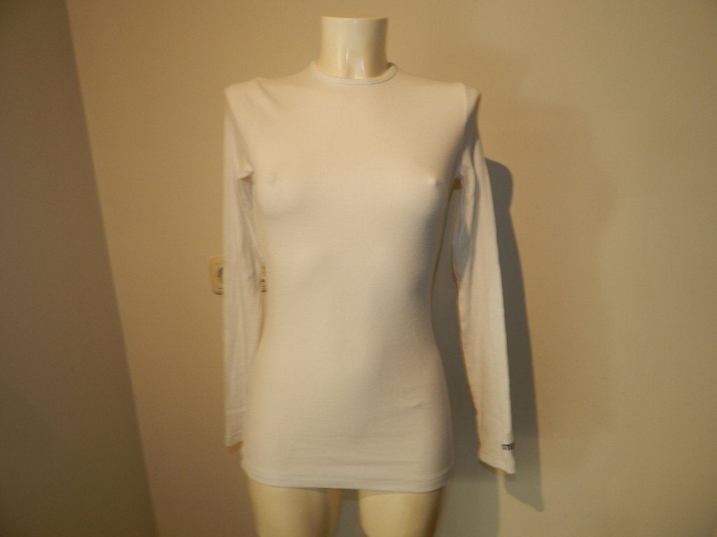 Stieglitz wit basis shirt merklabel mouw en rug mt S, Wit, Stieglitz, Ophalen of Verzenden, Zo goed als nieuw