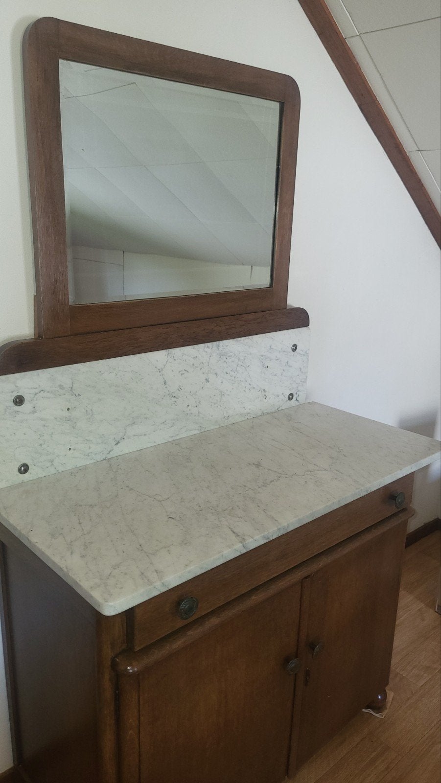 Complete vintage slaapkamer +/- 1940 + marmeren wastafelkast, Ophalen, Gebruikt