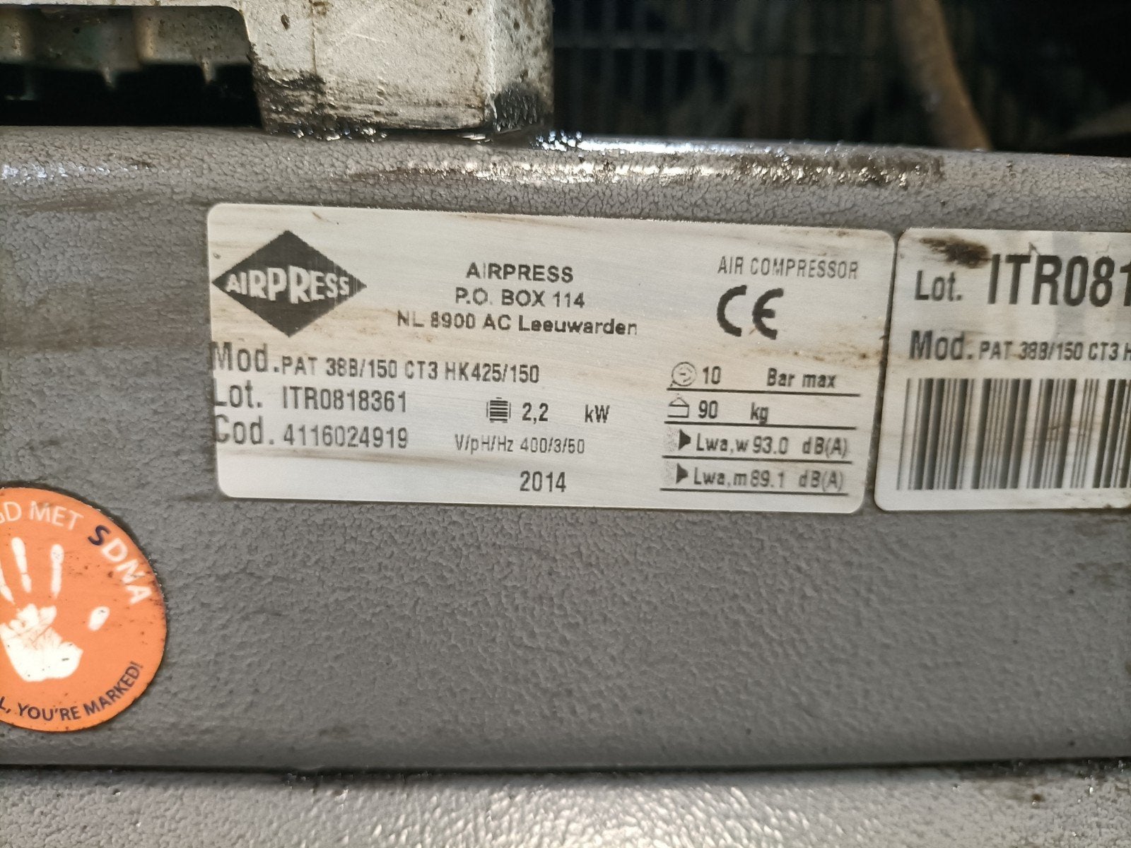 Airpress  HK425/150 Compressor (2014), Ophalen, Gebruikt, 400 tot 800 liter/min, 10 bar of meer