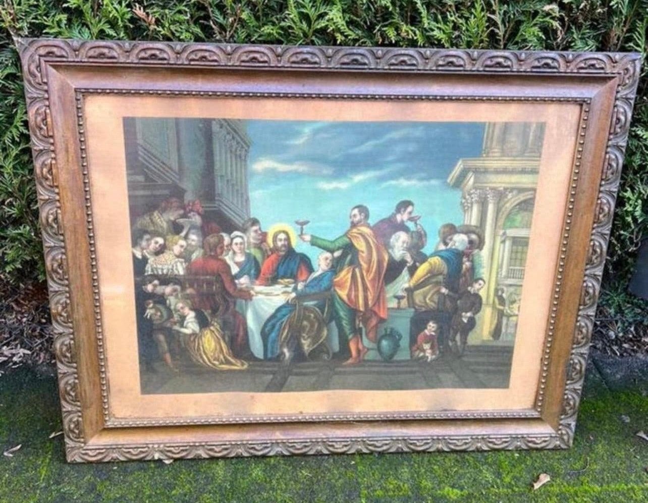 Antieke prent in kader met glas, Antiek en Kunst, Ophalen of Verzenden