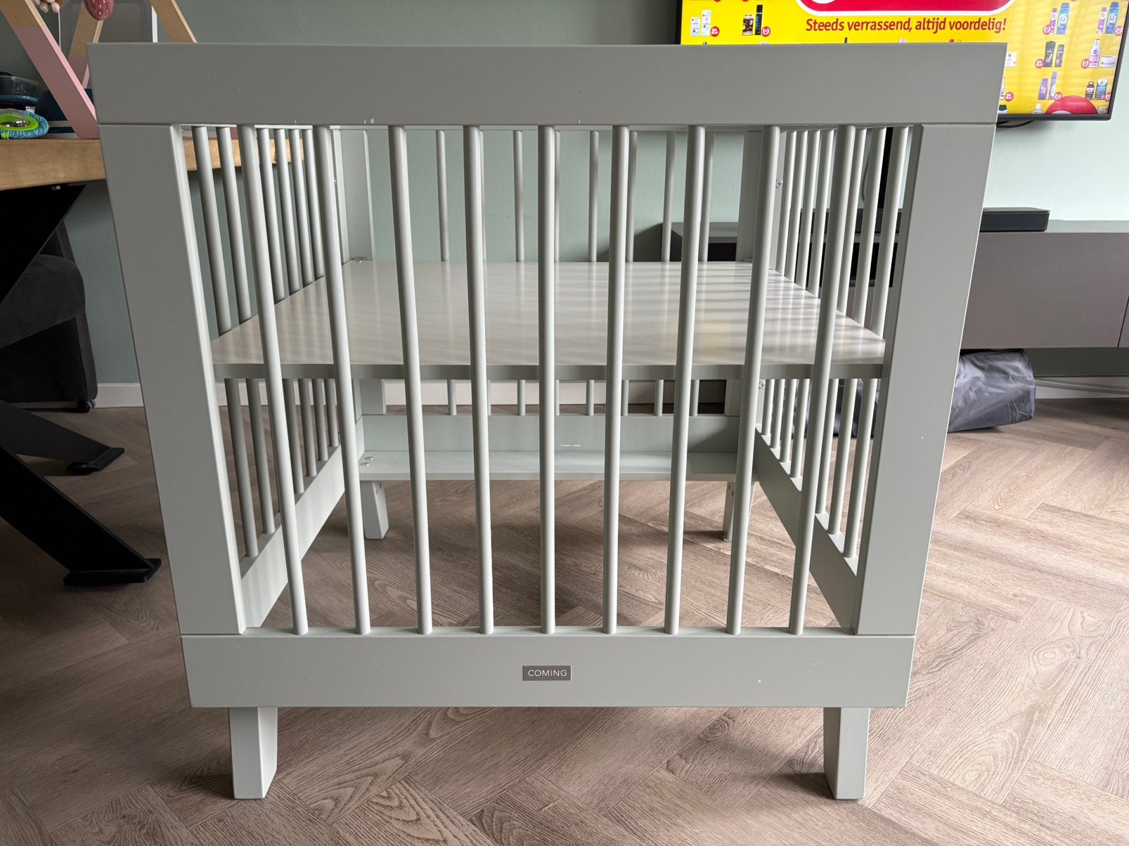 Te koop Babybox, Ophalen, Zo goed als nieuw, Vierkant, In hoogte verstelbaar