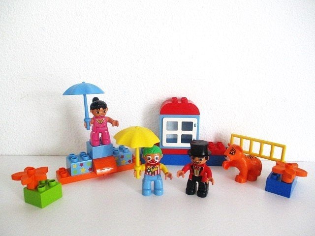 duplo circus directeur clown leeuwtje en meisje, Ophalen of Verzenden, Zo goed als nieuw, Complete set, Duplo