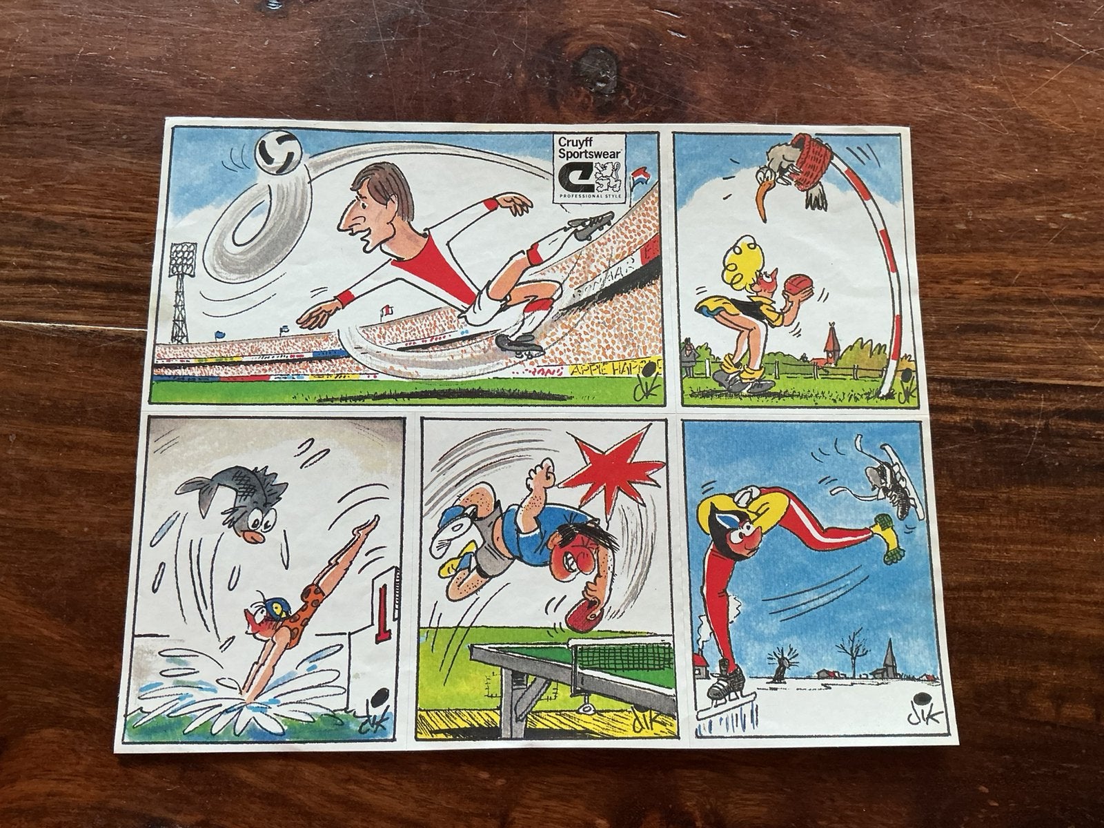Voetbal karikatuur Dik Bruynesteyn Reklame  oa Ajax Cruijff, Ophalen of Verzenden, Gebruikt, Ajax, Poster, Plaatje of Sticker