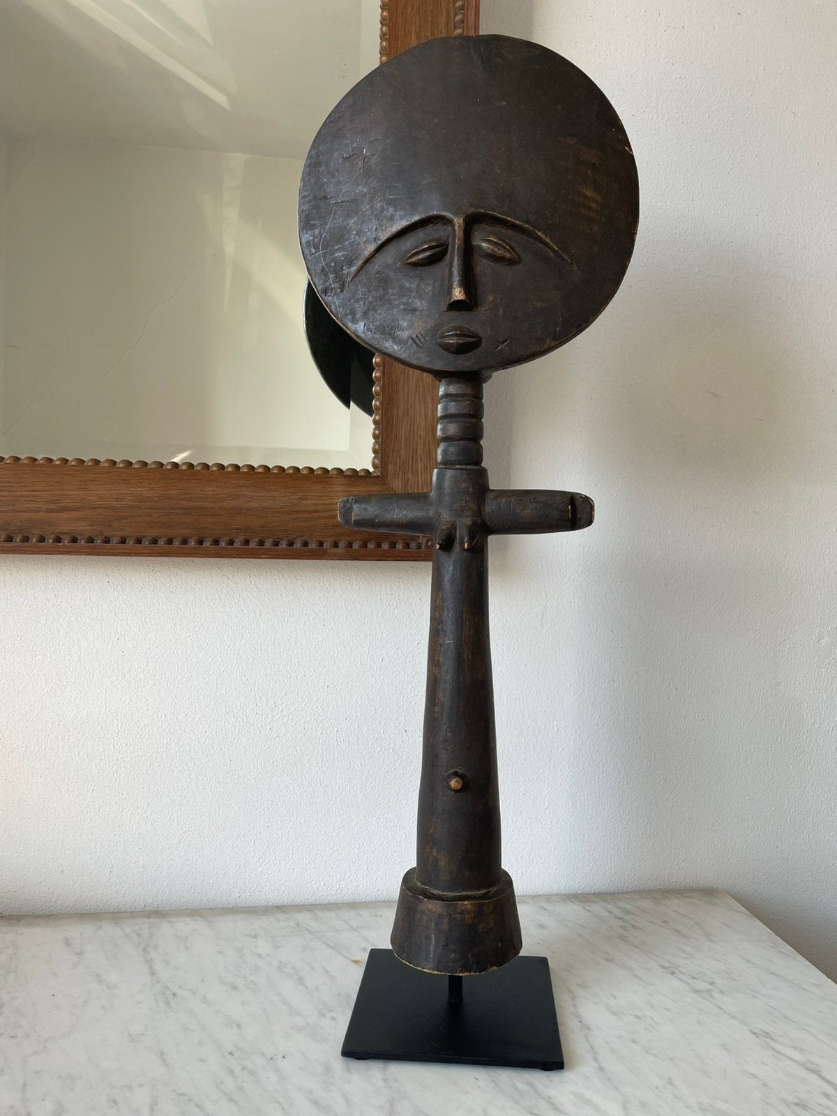 Ashanti vruchtbaarheidsbeeld, tribale kunst, Antiek en Kunst, Houtsnijwerk, Op sokkel, Hout, Bruin
