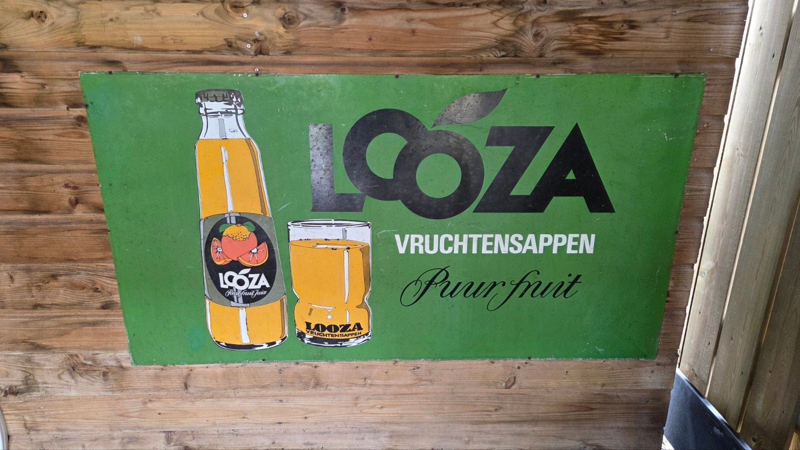 Vintage Loóza Vruchtensappen Reclamebord - Puur Fruit, Ophalen