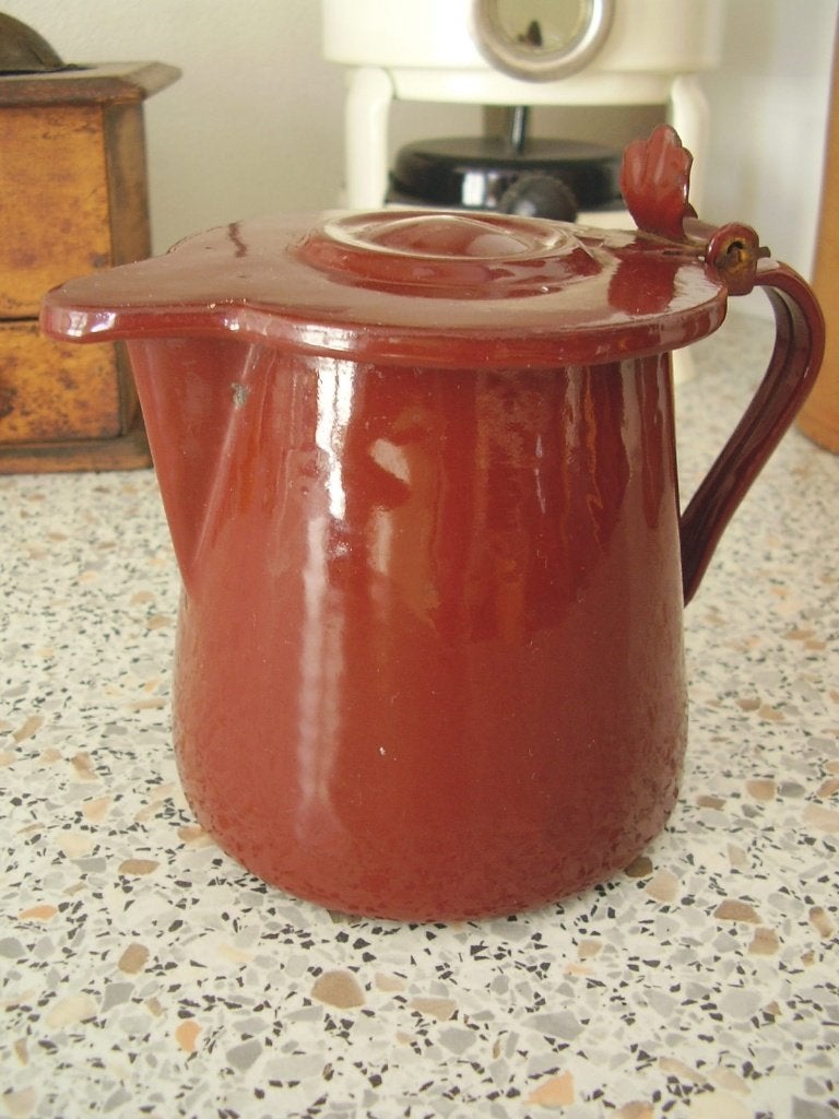 Oud Frans emaille koffiekannetje, Ophalen of Verzenden