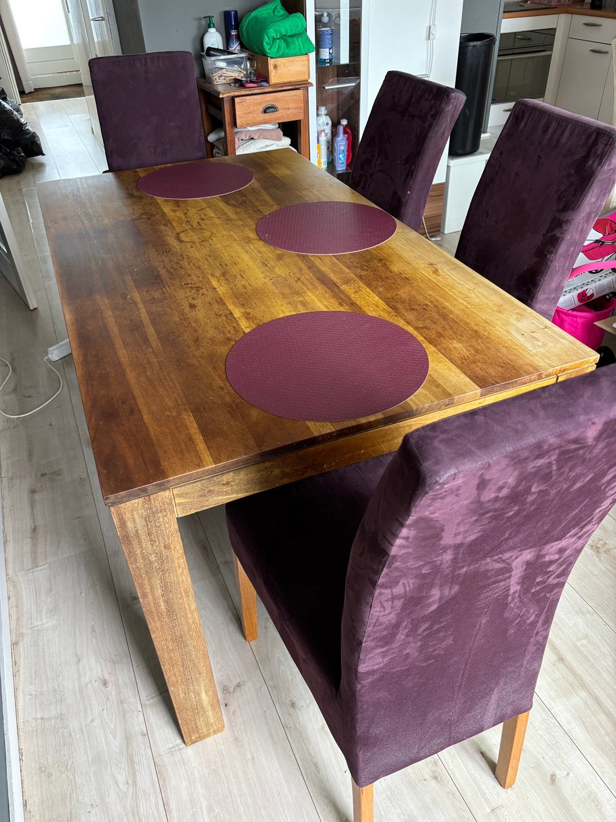 Eettafel met 4 stoelen, Ophalen, Gebruikt, Zie foto's, 4 tot 6 stoelen