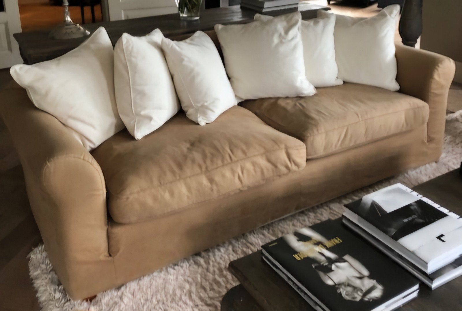 Linteloo 2 1/2 zits bank Camel kleur., Ophalen, Gebruikt, Driepersoons, 75 tot 100 cm