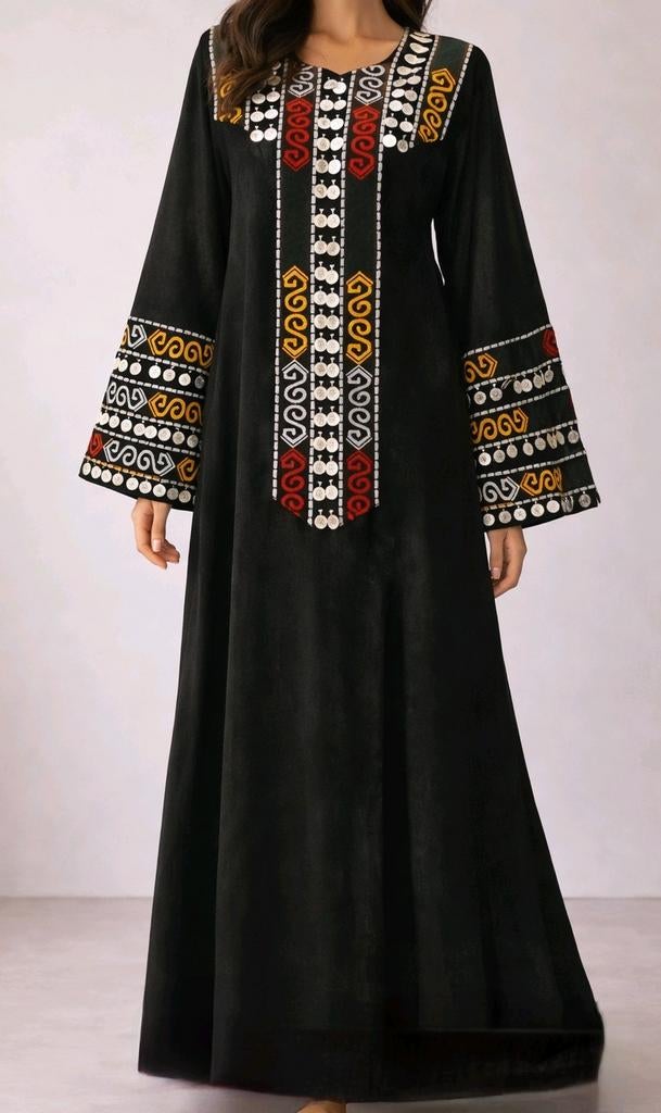 Afghaanse jurk Madina free size, Kleding | Dames, Overige typen, Verzenden, Zwart, Nieuw