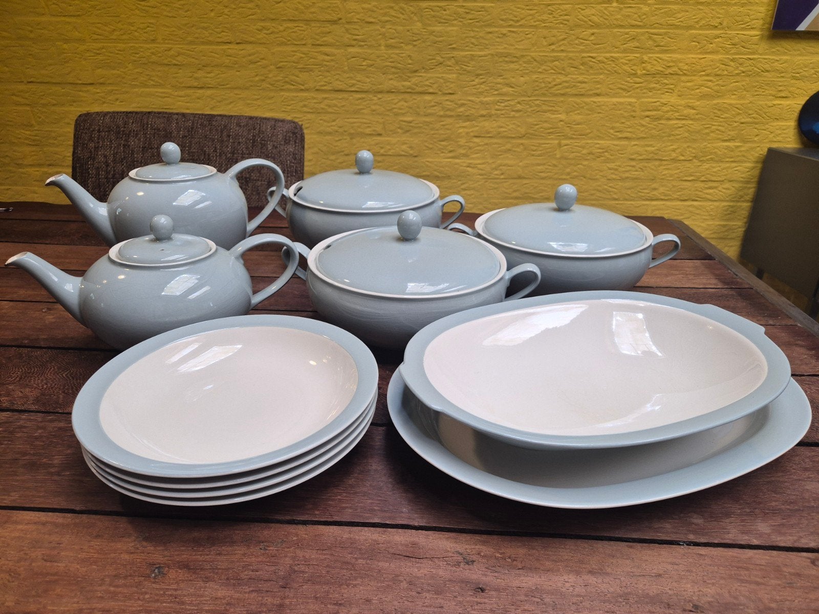 Vintage P. Regout & Co. Maastricht servies - Lichtblauw, Ophalen