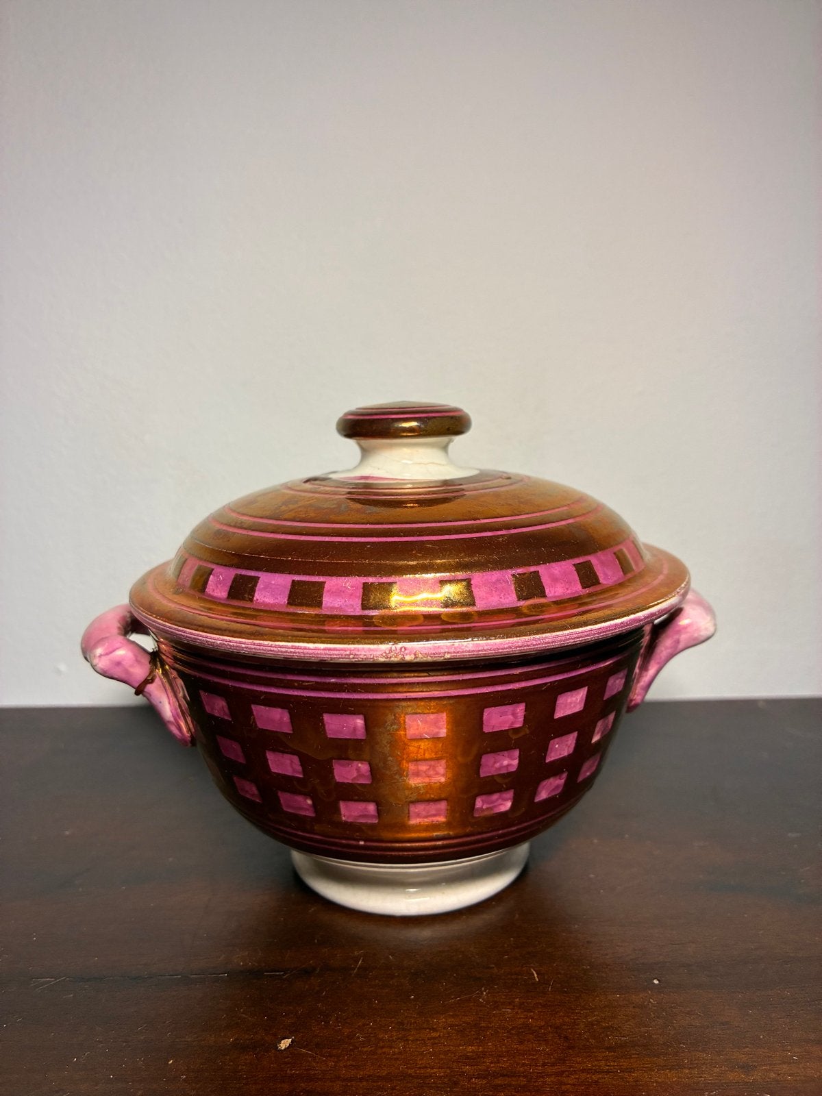 Art Deco Potiche/Schaal met Deksel - Handbeschilderd Porsele, Ophalen of Verzenden
