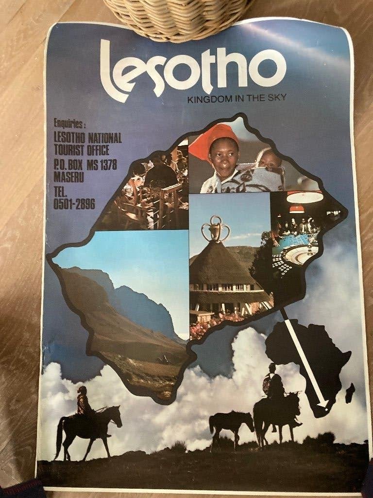 travel poster lesotho, Rechthoekig Staand, Deurposter of groter, Ophalen of Verzenden, Zo goed als nieuw