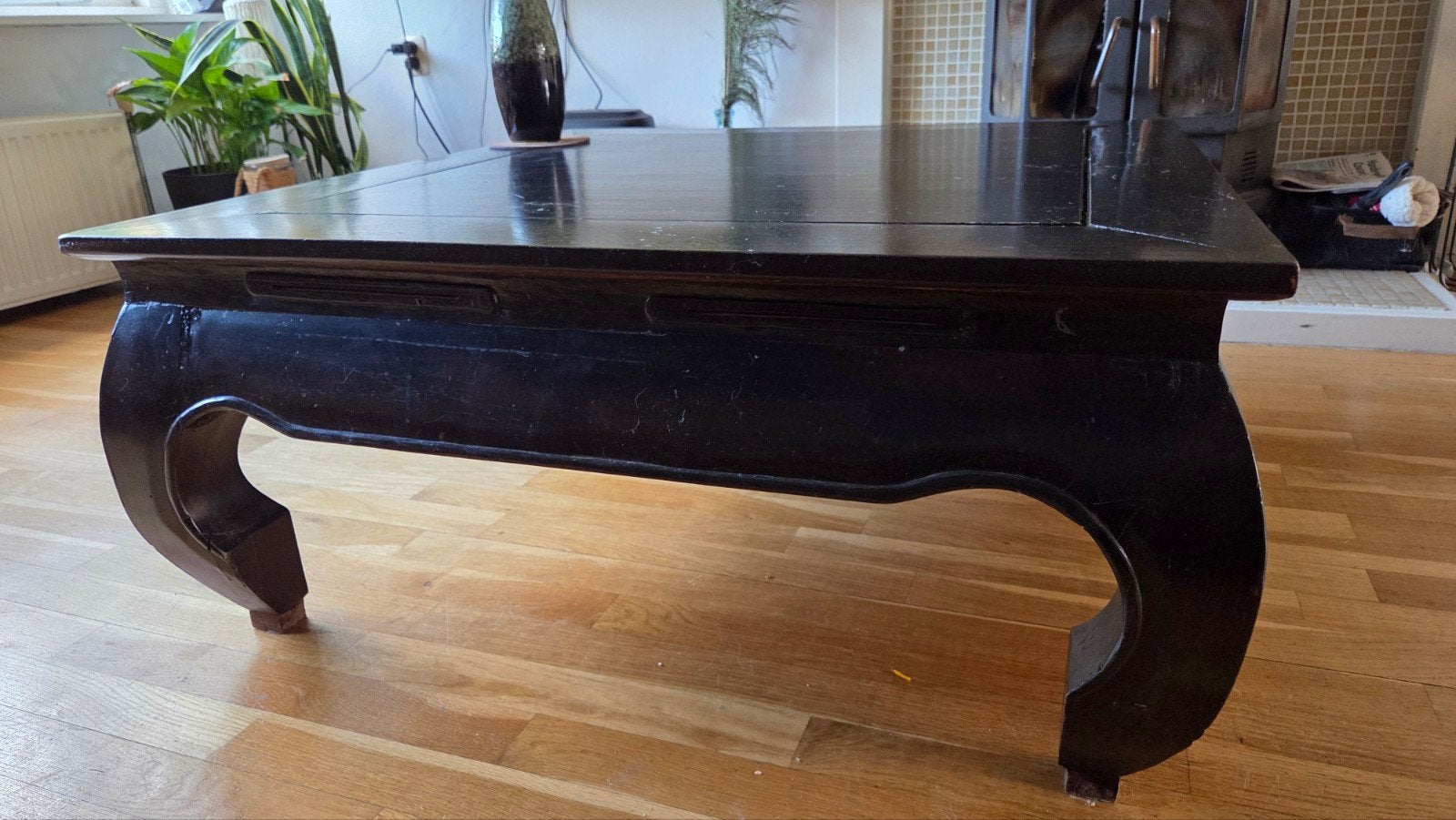 Opium salontafel - Zwart Hout, Huis en Inrichting, Tafels | Salontafels, Ophalen, Gebruikt, 100 tot 150 cm, Vierkant