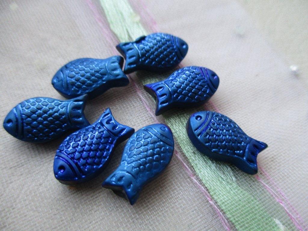 1518/ nachtblauwe matte tsjechische crystal vis kralen, Ophalen of Verzenden, Nieuw, Kraal