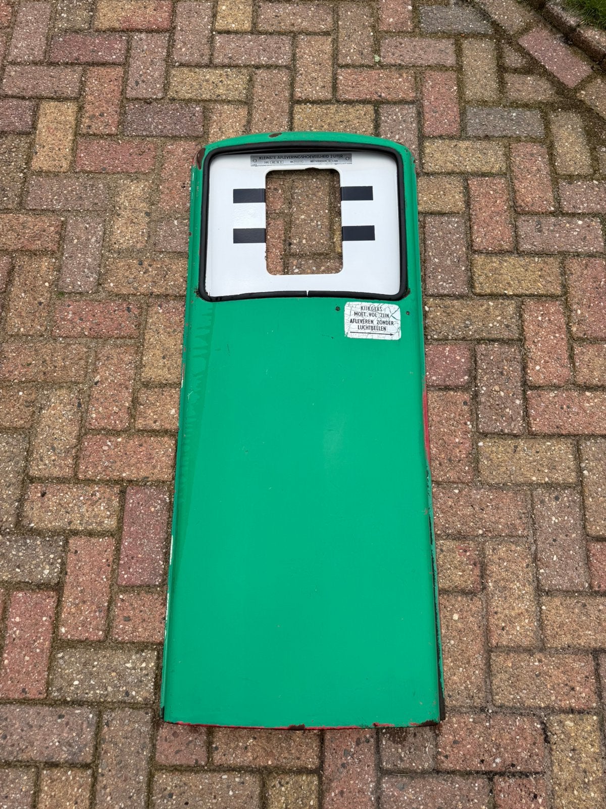 Deur en tellerplaat oude benzinepomp oldtimer garage mancave, Ophalen, Zo goed als nieuw