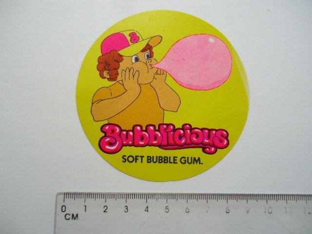 sticker oud Bubblicious jaren 70 strip bubblegum kauwgum, Verzenden, Zo goed als nieuw, Bedrijf of Vereniging