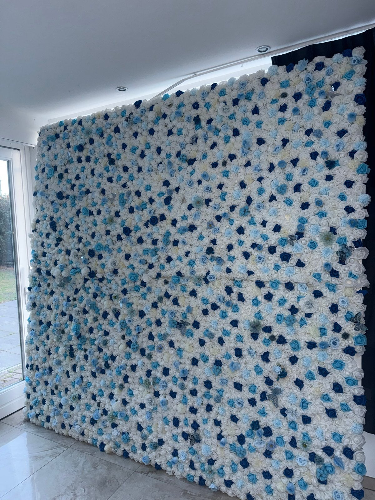 Mooie blauw met witte flowerwall - 240x240cm, inklapbaar, Huis en Inrichting, Woonaccessoires | Wanddecoraties, Ophalen, 240 cm