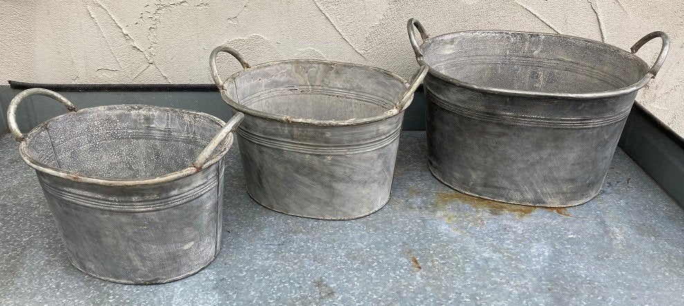 METALEN PLANTENBAKKEN OLD LOOK 3 MATEN NIEUW, Minder dan 30 cm, -, -, Rond