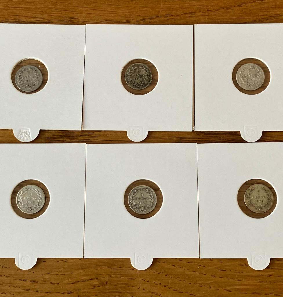 5 Cent Willem III zilver, Koning Willem III, Setje, Zilver, Ophalen of Verzenden