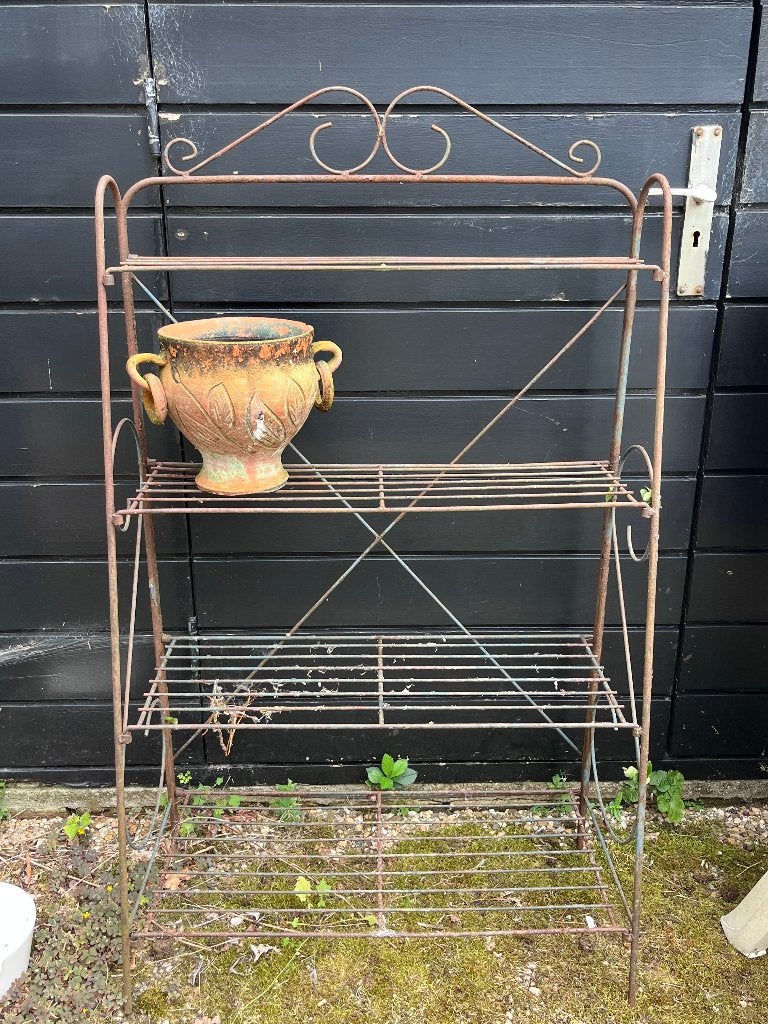 Moet weg - Plantenrekje - bloempotten standaard ijzer, Tuin en Terras, Bloempotten, Ophalen, Gebruikt, 40 cm of meer, Metaal
