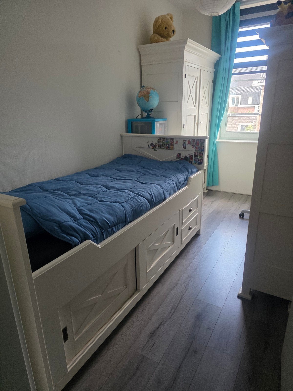 Complete kinderkamer set: bed, kast, bureau, boekenkast, Ophalen, Gebruikt, 100 cm of meer, Lattenbodem