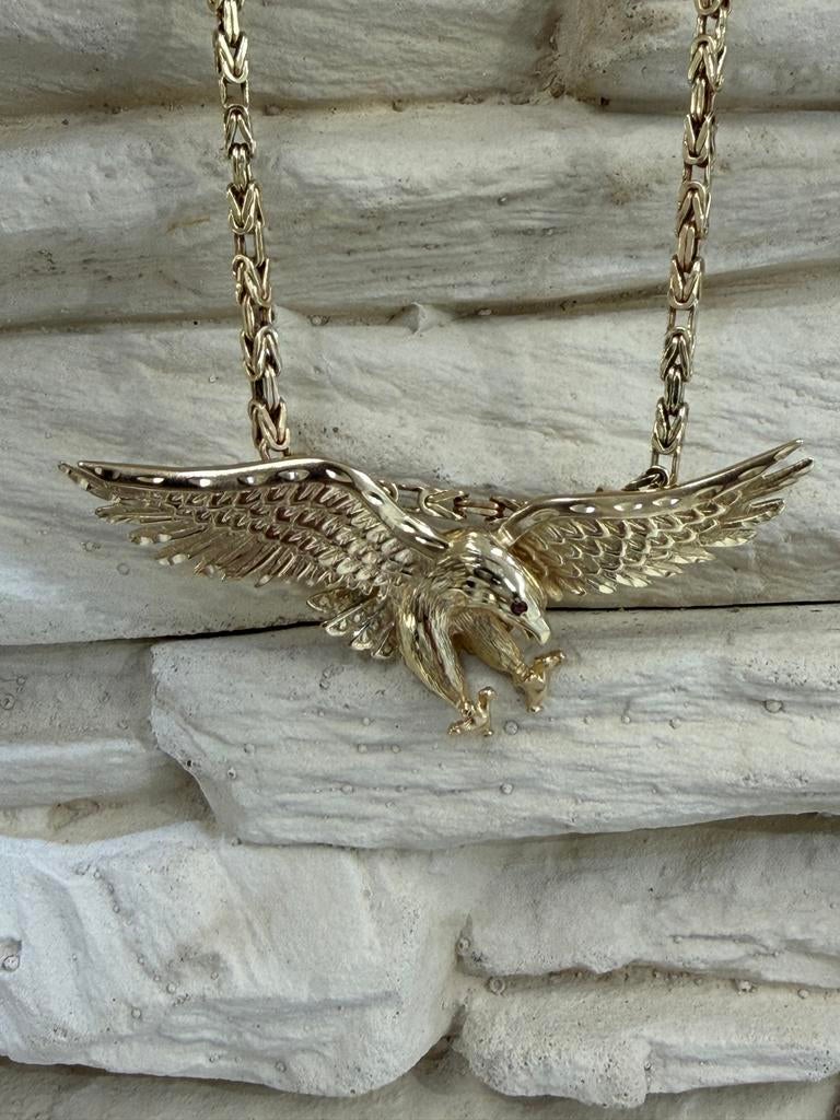 Gouden ketting met adelaar hanger, Met hanger, Www.bredajuwelier.nl, Nieuw, Ophalen of Verzenden