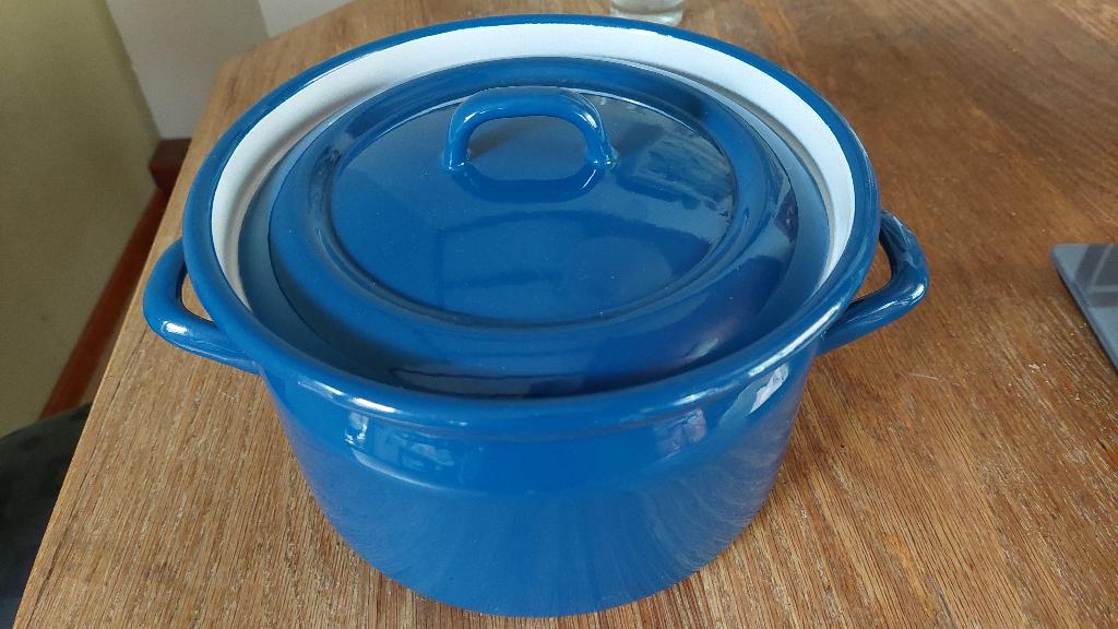 emaille pan blauw, Huis en Inrichting, Keuken | Potten en Pannen, Ophalen of Verzenden, Gebruikt, Overige materialen