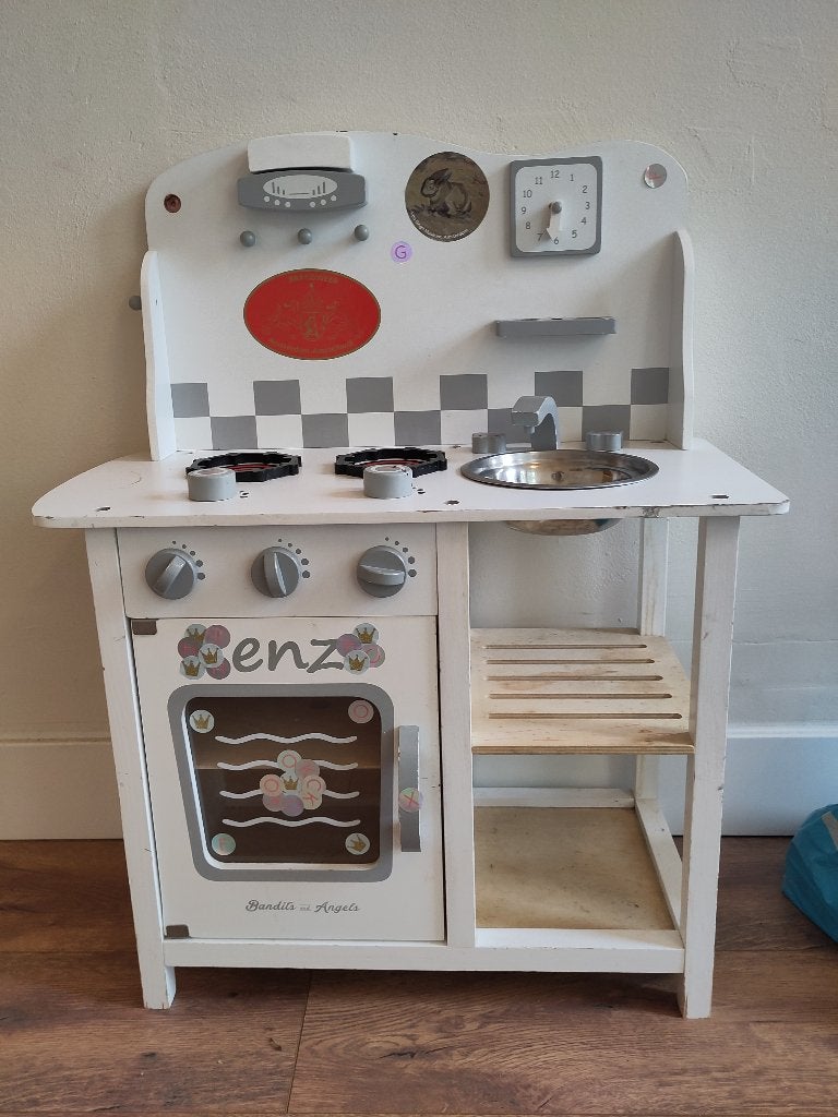 Houten speelkeuken met accessoires - Bandits & Angels, Ophalen, Gebruikt, Hout, Speelkeuken