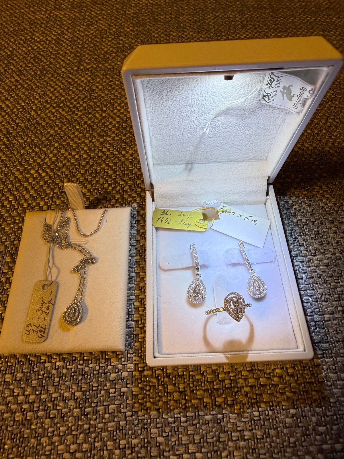 Nieuw 14k Witgouden Sieradenset met Diamanten, Wit, Nieuw, Ophalen of Verzenden, 17 tot 18