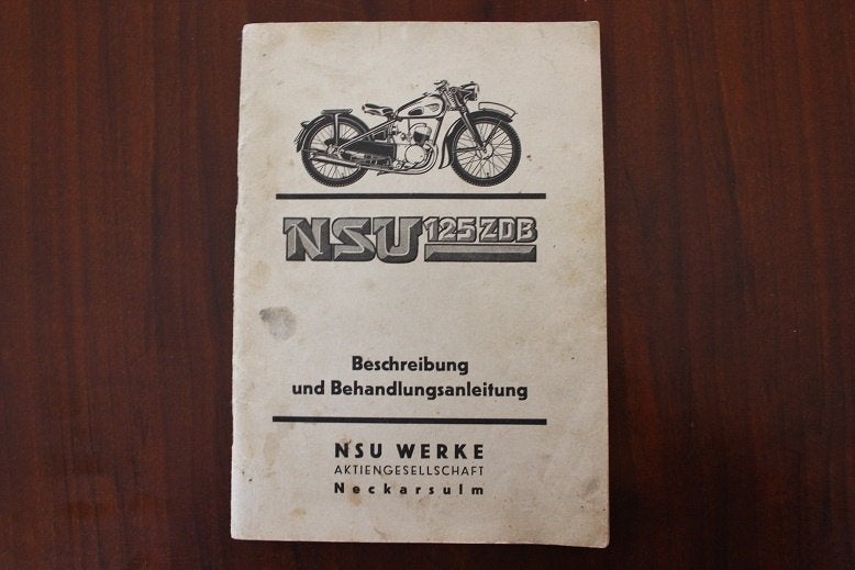 NSU 125ZDB 1937 motorrad behandlungs anleitung, Ophalen of Verzenden, Overige merken