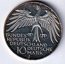 10  mark  1972  J  Duitsland. km. 133, Ophalen of Verzenden, Duitsland, Losse munt, Zilver