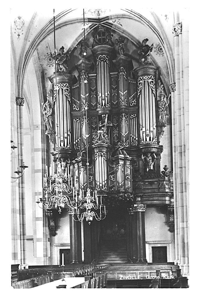 Ansichtkaart Zwolle Grote Kerk met orgel, Ophalen of Verzenden, 1960 tot 1980, Ongelopen, Overijssel