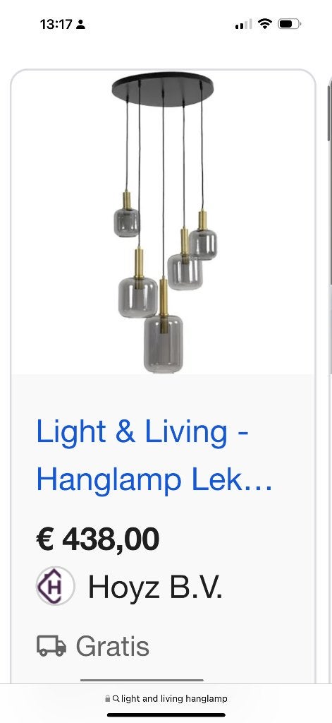 Light & Living Hanglamp Lek - Zo goed als nieuw, Ophalen, Modern, Industrieel, E27 (groot), Zo goed als nieuw