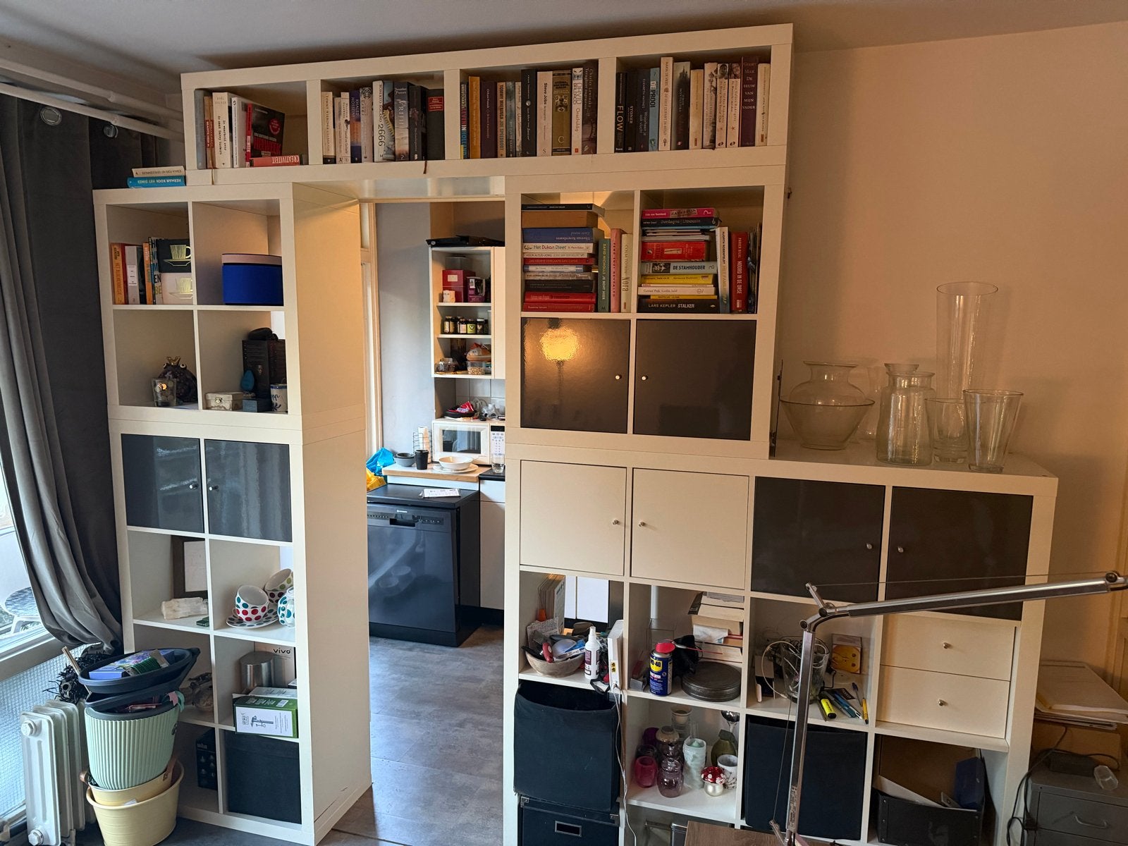IKEA Kallax Kast met Vakken en Deuren - Wit, Ophalen, Gebruikt, 100 tot 150 cm, 200 cm of meer