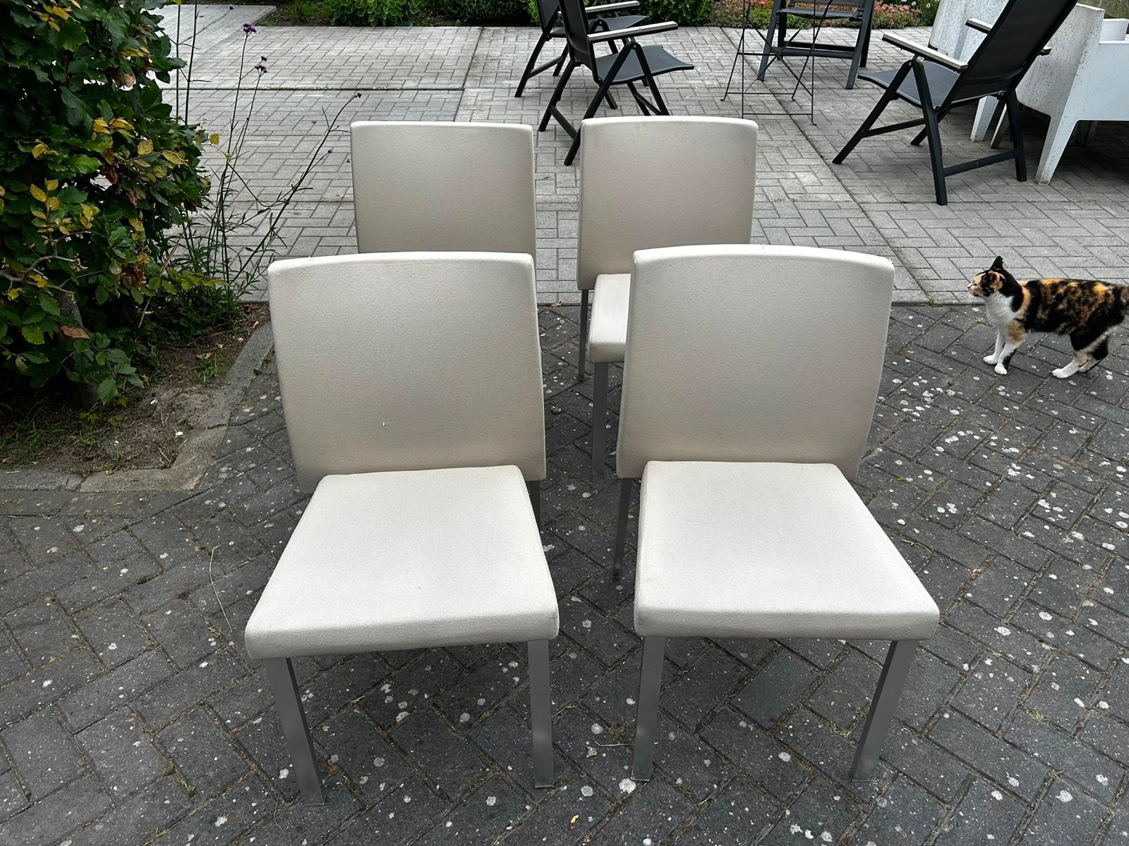 4x Carlo Bartoli design eetkamerstoelen - wit, Ophalen, Kunststof, Gebruikt, Wit
