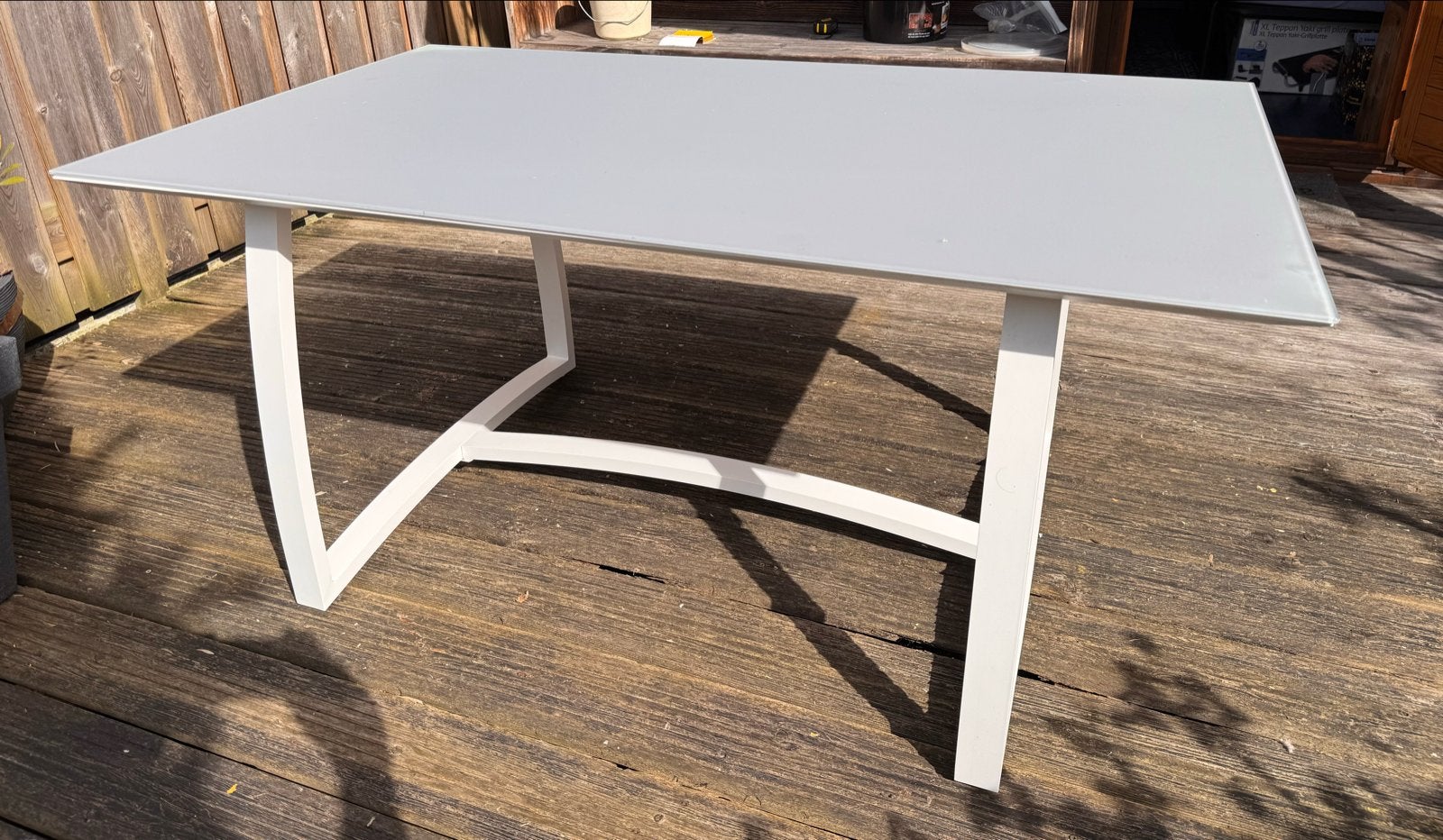 Garden Impressions tuintafel wit aluminium met glazen blad, Ophalen, Zo goed als nieuw, Rechthoekig, Aluminium