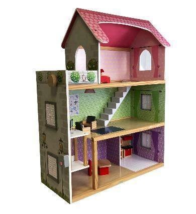 Houten poppenhuis met meubels, Ophalen, Poppenhuis, Gebruikt, N.v.t.
