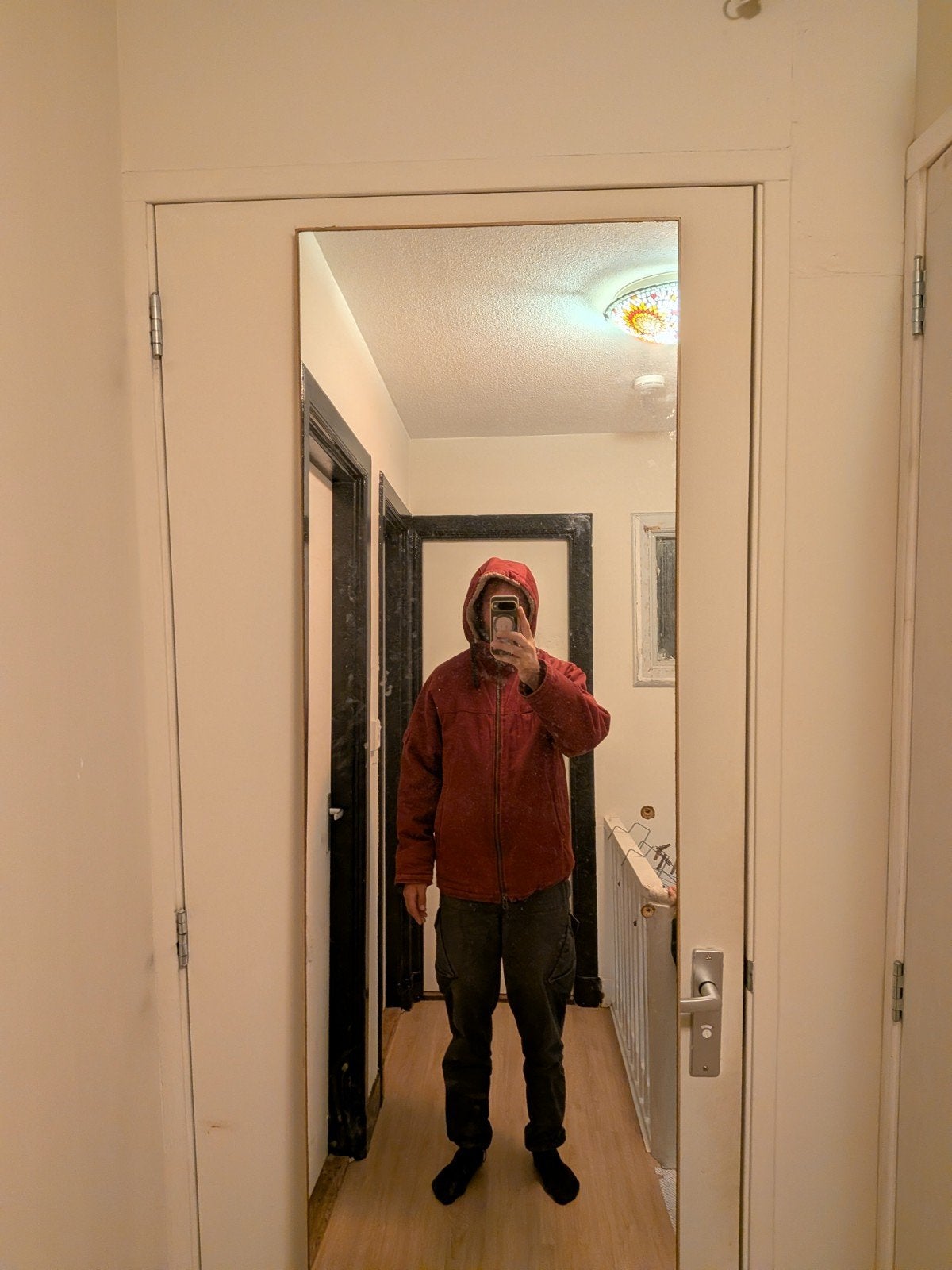 warme gevoerde Hoodlamp hennep jas, Overige kleuren, Maat 42/44 (L), Ophalen of Verzenden, Gedragen