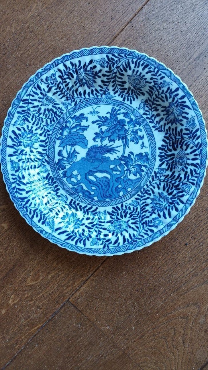 3 stuks Antiek Chinees Blauw-Wit Porseleinen Bord met Feniks, Antiek en Kunst, Ophalen