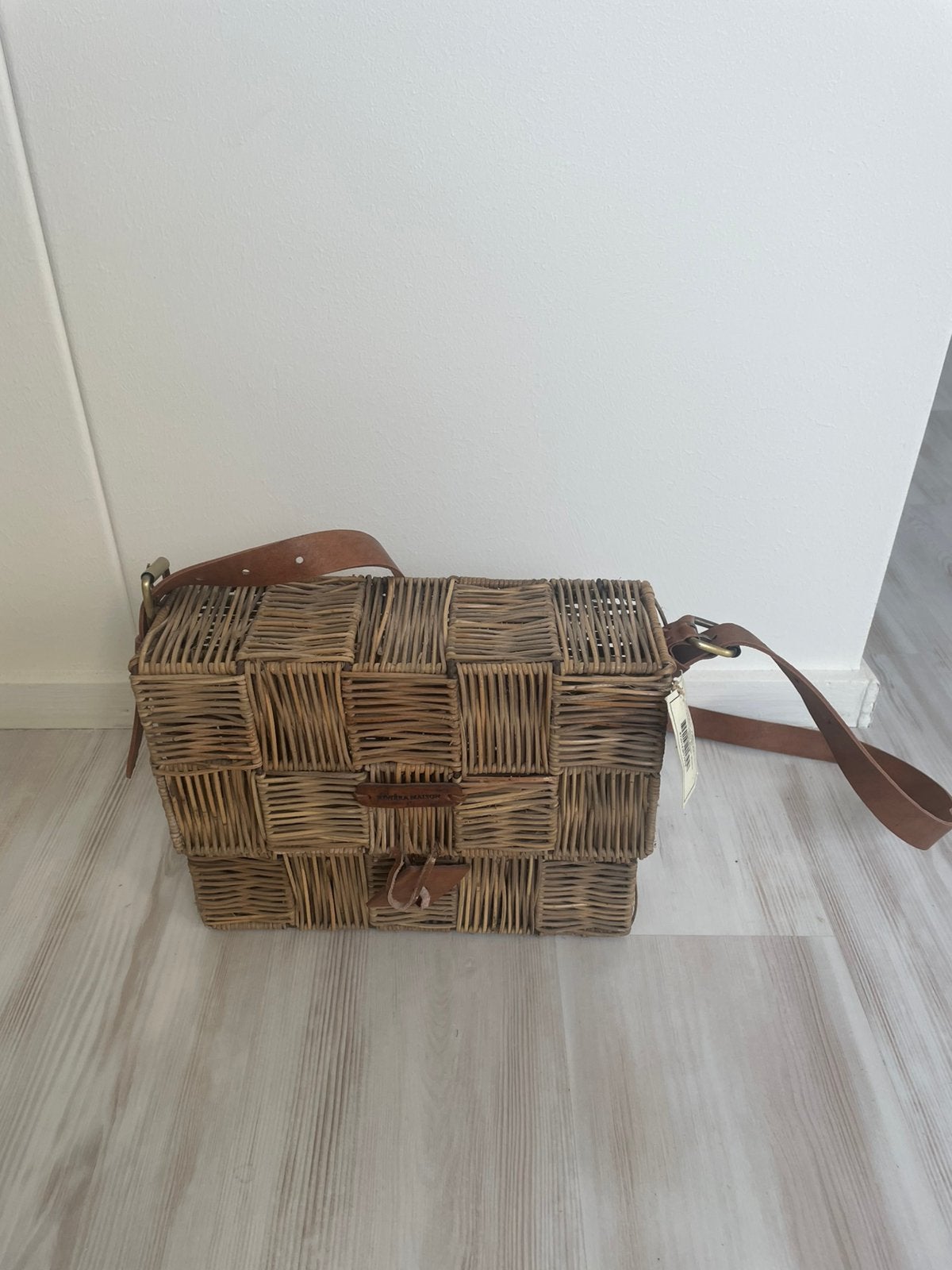 Riviera Maison rattan blockweave tas, Huis en Inrichting, Woonaccessoires | Overige, Ophalen of Verzenden, Zo goed als nieuw