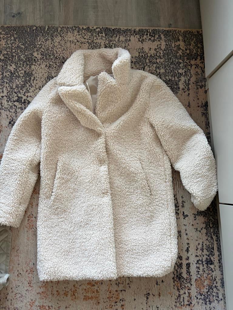 Witte Teddy Jas met Drukknopen - Maat 38, Kleding | Dames, Jassen | Winter, Ophalen of Verzenden, Zo goed als nieuw, Maat 38/40 (M)