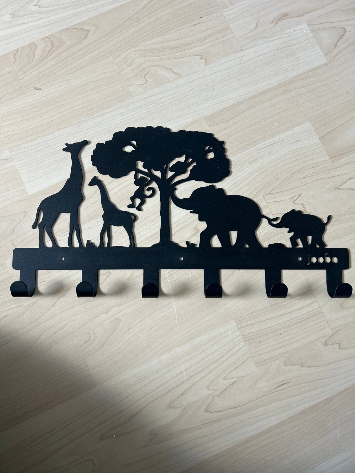 Wandkapstok met Safari Dieren Design - Zwart Metaal, Wandkapstok, Nieuw, Ophalen of Verzenden, Minder dan 100 cm