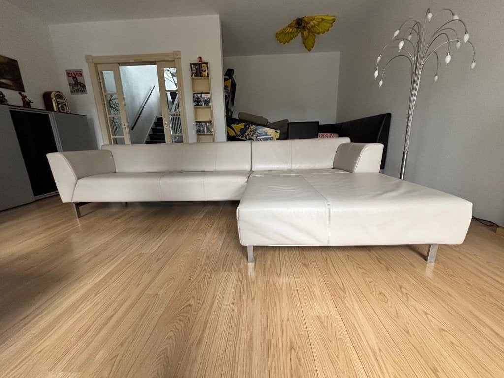 Rolf Benz Leren Bank, Ophalen, 300 cm of meer, Zo goed als nieuw, Rechte bank